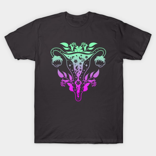 Floral Uterus T-Shirt by Cup of Tee